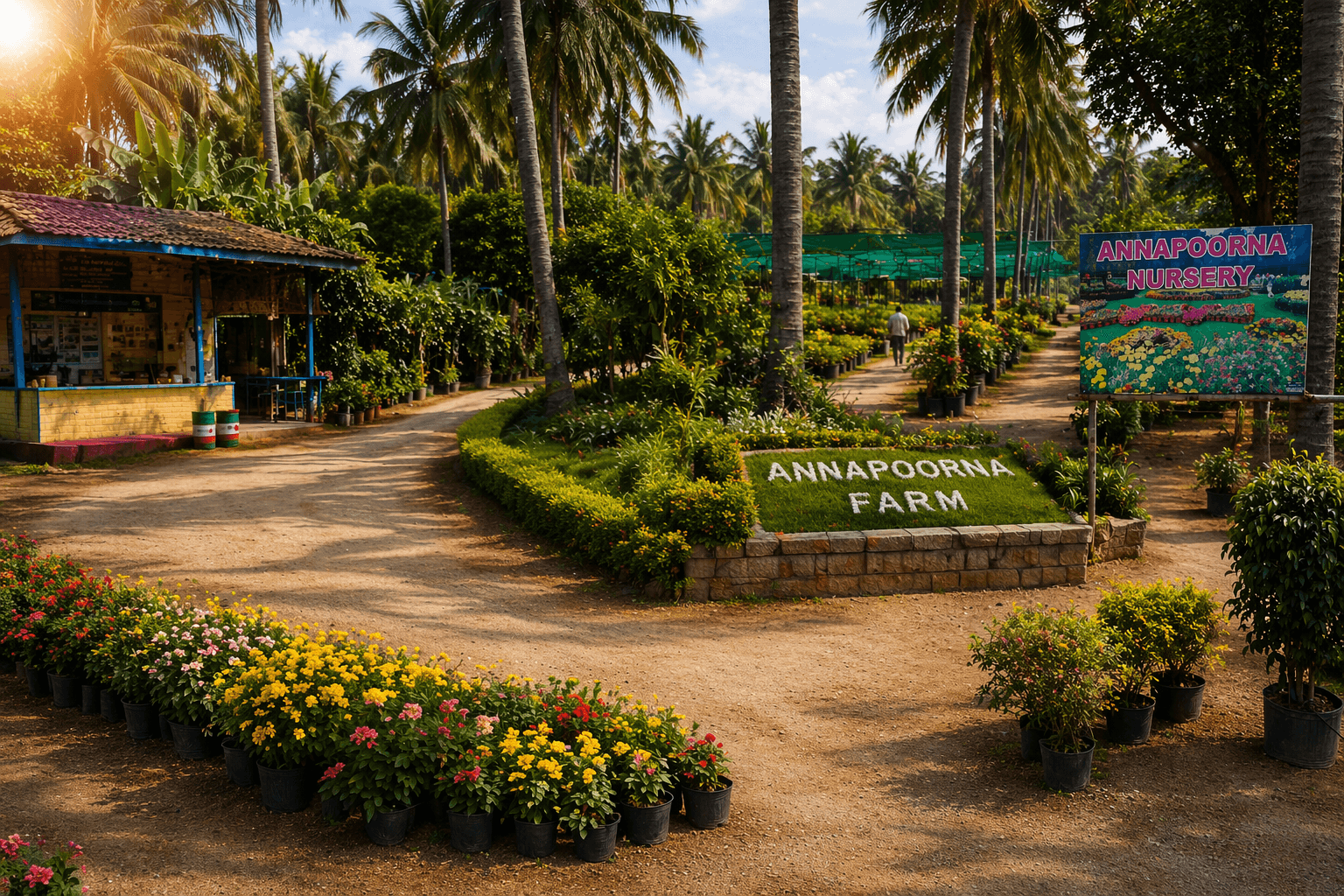 Lush organic farm in morning light